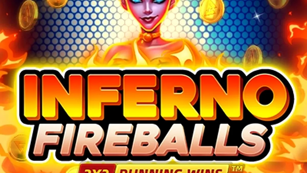 Tampilan visual mesin slot Inferno Fireballs dengan latar belakang api yang membara