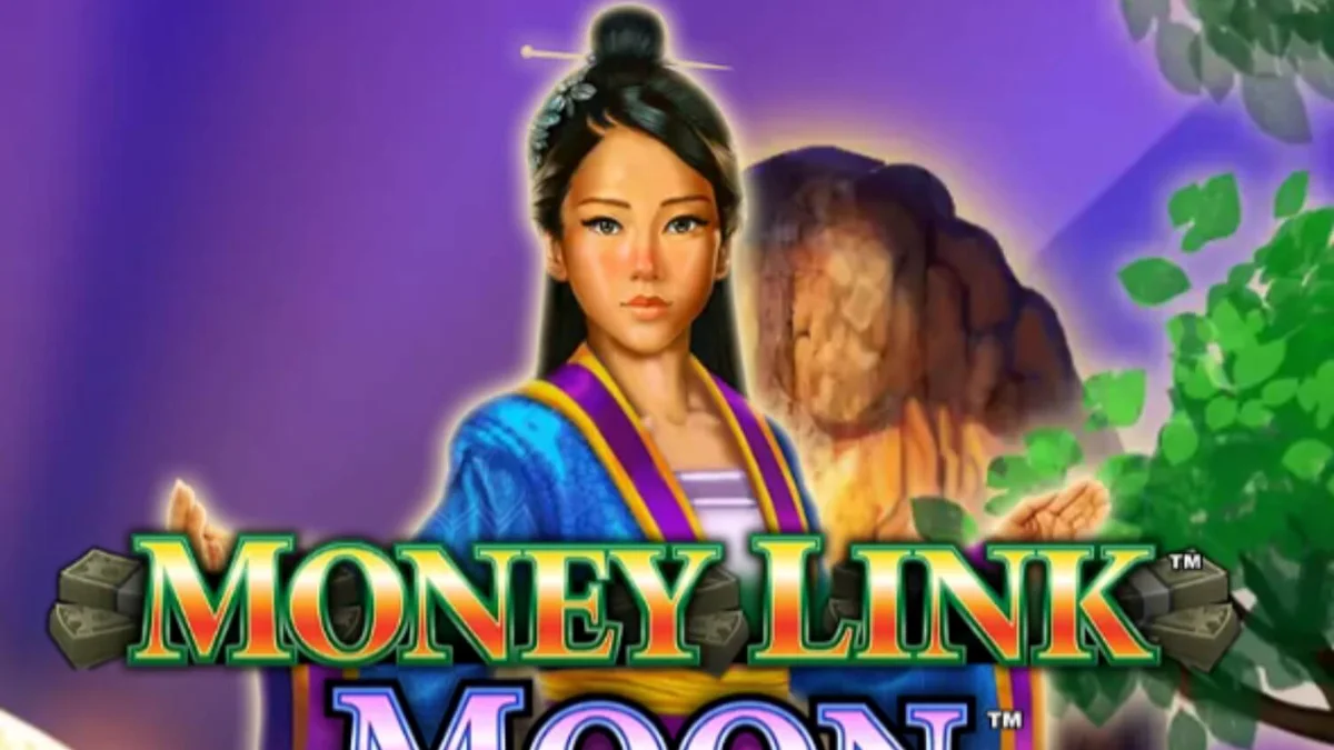 Money Link Moon Goddess slot dengan latar belakang taman malam yang tenang