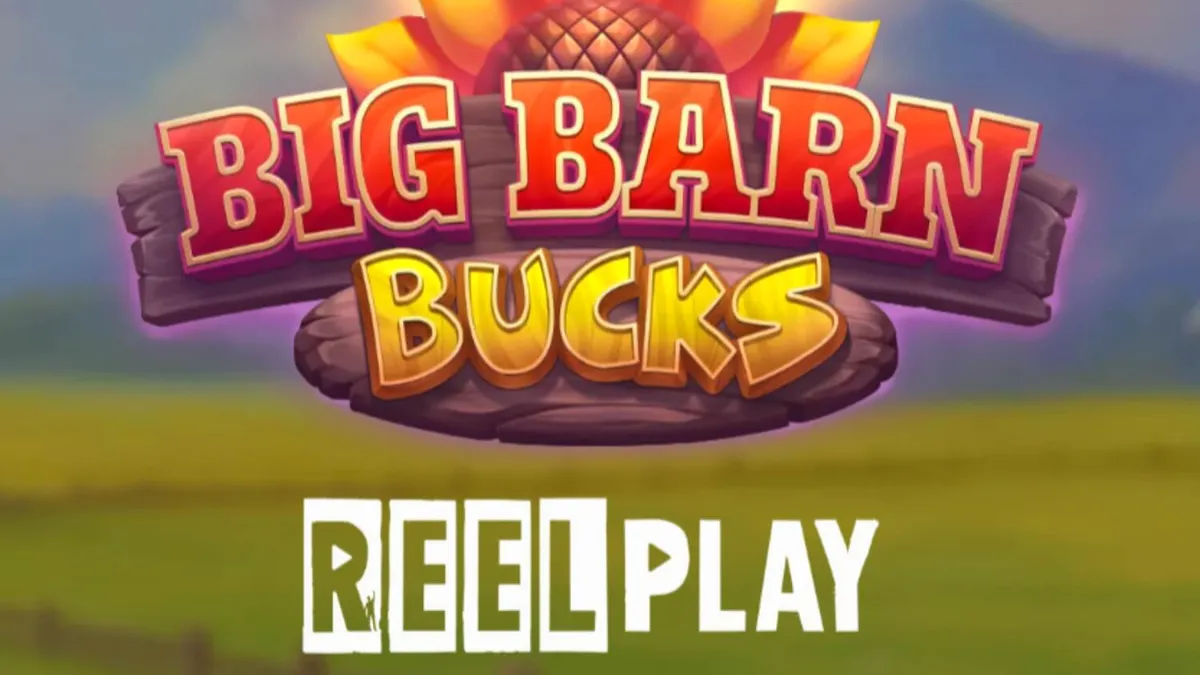 Tampilan visual slot Big Barn Bucks dengan tema peternakan dan hewan-hewan kartun yang ceria